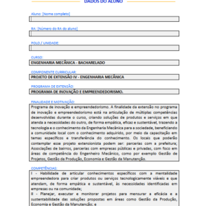 Projeto de extensão IV Engenharia Mecânica
